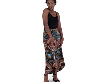 African-Made High Low Skirt: Dk.Brown