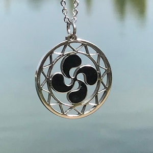 Stainless Steel Lauburu Basque Cross Pendant Necklace