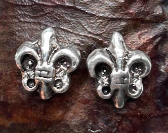 Sterling Silver Fleur de Lis Stud Earrings, French Symbol
