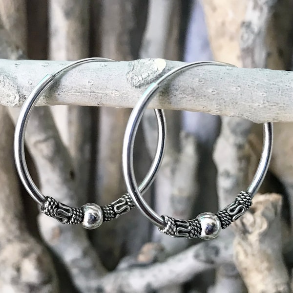 25 mm Sterling Silber Bali Creolen