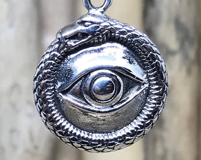 Sterling Silver Allseeing Eye Snake Ouroboros Uroborus Etsy
