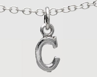 925 Sterling Silver Letter C Charm, Sterling Silver C Charm, Initial Charms, Letter Charm, C Necklace,  C Pendant, C Charm VTS128