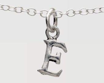 Sterling Silber Buchstabe E Charm, erste Anhänger Halskette