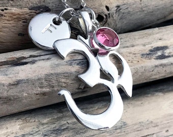 Om Necklace, Sterling Silver Om Pendant, Yoga Jewelry, Aum Necklace, Personalized Ohm Necklace, Ohm Necklace, Silver Ohm Pendant CLT065