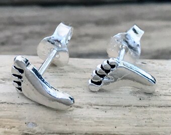 Sterling Silver Baby Footprint Stud Earrings: Whimsical Jewelry