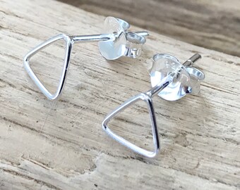 Sterling Silver Little Triangle Stud Earrings - Etsy