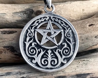 Sterling Silver Handmade Pentagram Necklace, Pentacle Necklace, Pentagram Pendant, Wiccan, Spiritual Jewelry, Pentacle Pendant,  MAD/HGP111