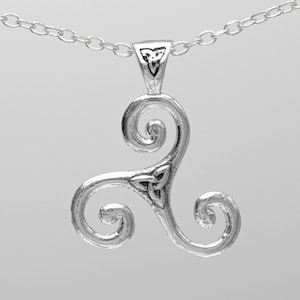Triskelion Pendant | Sterling Silver Celtic Spiral Amulet | Mind Body Spirit Unity Talisman | Eternal Growth and Balance Charm | CLT029