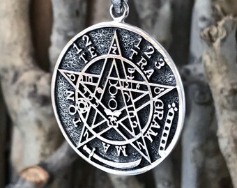 Sterling Silver Witches Knot Moon Phase Pentacle Pendant - Protection Symbol Jewelry - View #10