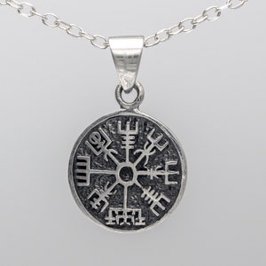 Vegvisir Pendant | Silver Viking Runic Compass Amulet | Norse Spiritual Guidance Talisman | Ancient Icelandic Protection Symbol HDR098