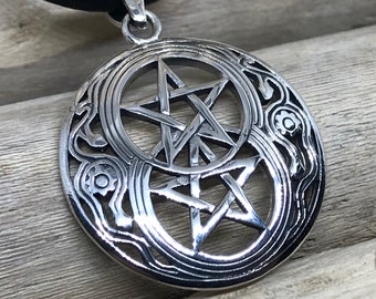 Sterling Silver Handmade Double Pentagram Pendant Necklace, Pentacle Necklace, Pentagram Pendant, Wiccan VTS146