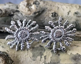 Eguzkilore Earrings, Flower of The Sun Earrings, Silver Sun Flower Earrings, Sun Flower, Basque Flower Earrings VTS087