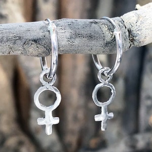 Female Earrings, Silver Female Dangle Earrings, Female Symbol Earrings, Gay Pride Female Symbols Earrings M/MAD062