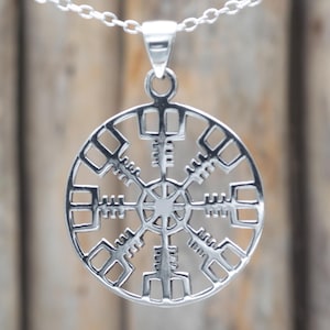 Helm of Awe Pendant | Sterling Silver Ægishjálmur Viking Protection Amulet | Norse Magic Talisman | Norse Warrior Symbol Jewelry  TNA014