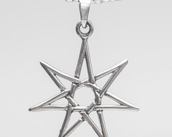 Silver Elven Faery Heptagram Star Pendant