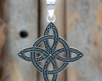 Sterling Silver Witch Knot Pendant Necklace: Celtic Talisman Jewelry