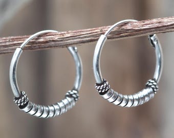 Orecchini A Cerchio Bali In Argento Sterling Da 25 Mm (0,98") - Italia - Foto 11