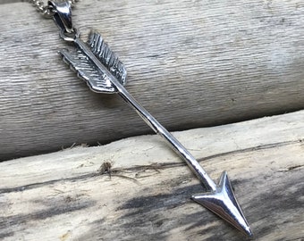 Sterling Silver Arrow Pendant Necklace, Arrow Necklace, Arrow Necklace, Arrow Charm Necklace, Silver Arrow Necklace CHV/BFV202