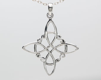 Sterling Silver Witch's Knot Pendant Necklace, Wiccan Jewelry