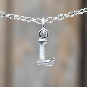 Berloque de prata esterlina 925 com letra L, berloque de prata esterlina com letra L, berloques iniciais, berloque de letra, colar com L, pingente com L, berloque com L EVM082