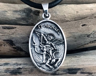 St. Michael Pendant Necklace, Gift for him MAD/HGP050