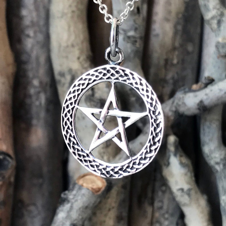 Sterling Silver Pentagram Pendant Necklace Wiccan Spiritual Etsy
