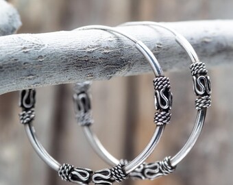 Orecchini A Cerchio In Argento Sterling 925 - Bali - Nuovi In Confezione - HAR-0773 - Foto 3