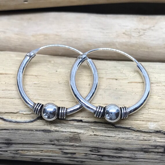 Sterling silver ball hoops Sterling silver ball hoops