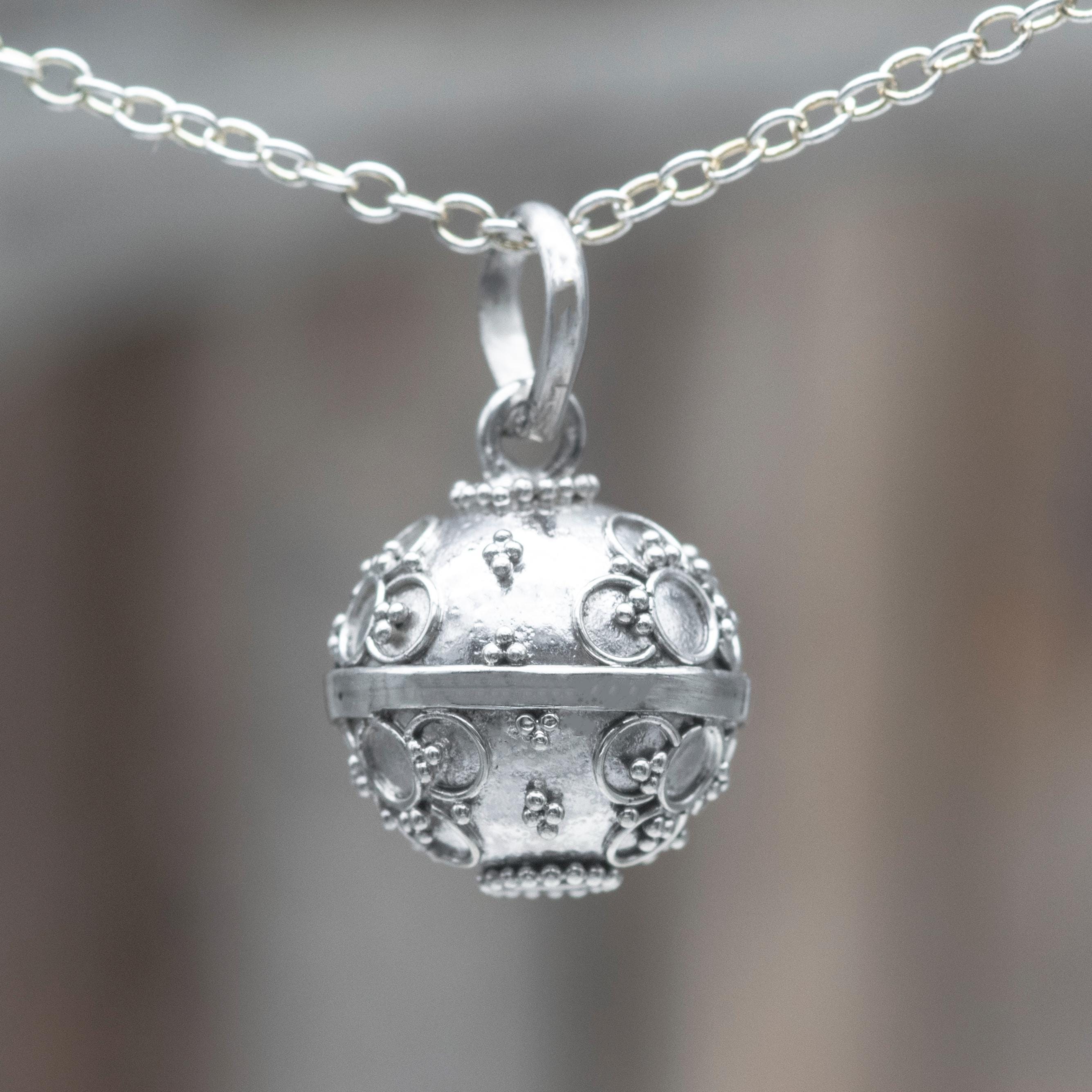 12mm Silver Harmony Ball Angel Caller Pendant Necklace
