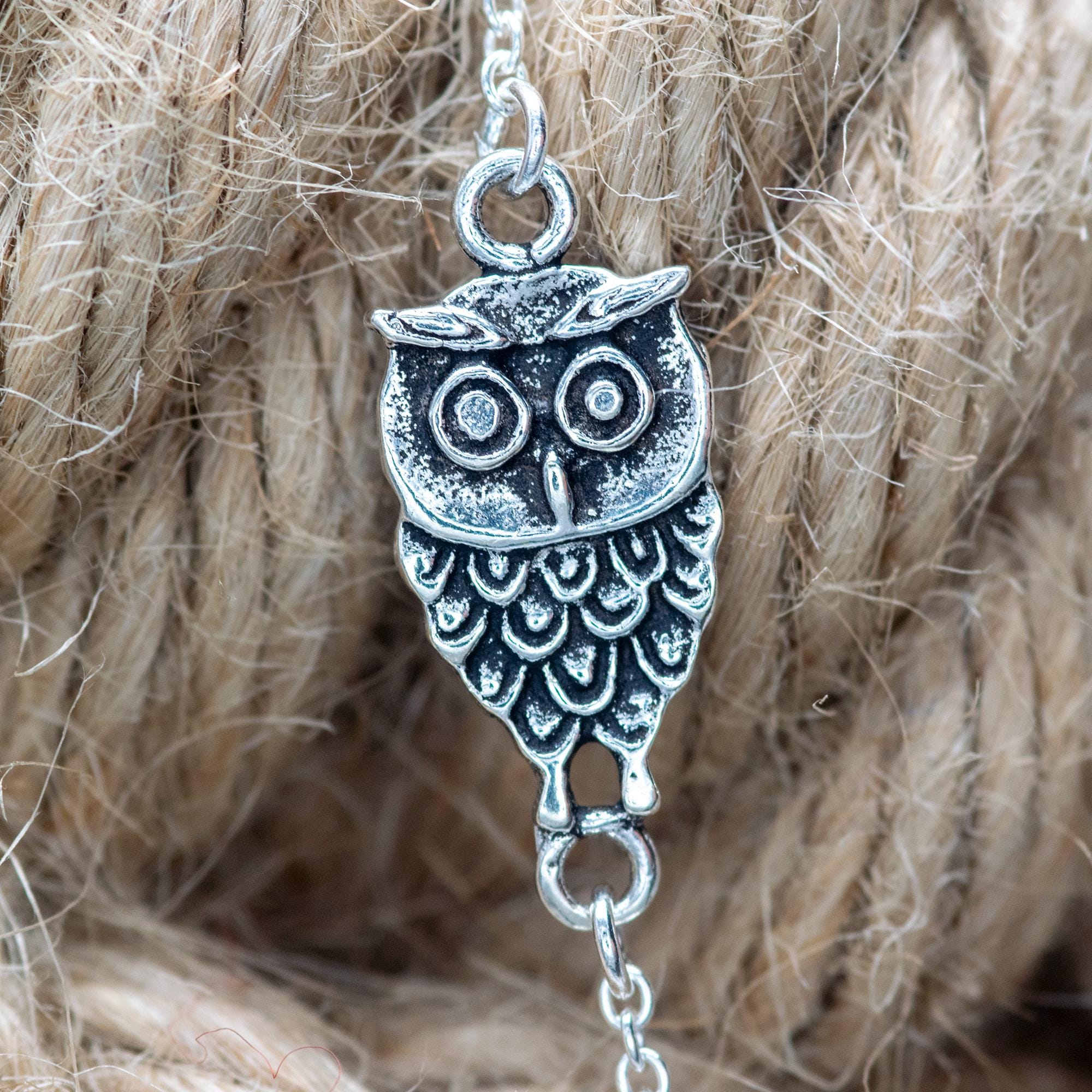 925 Sterling Silver Owl Bracelet: 19mm Wise Owl Wisdom & Protection Jewelry