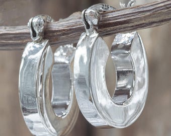 Chunky Sterling Silber Creolen: Minimalistische 925 Silber Creolen