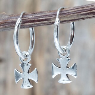 Orecchini A Cerchio Con Ciondolo Croce E Zirconi - Argento/Oro, Acciaio Chirurgico 316L, BeYOUtifulthings