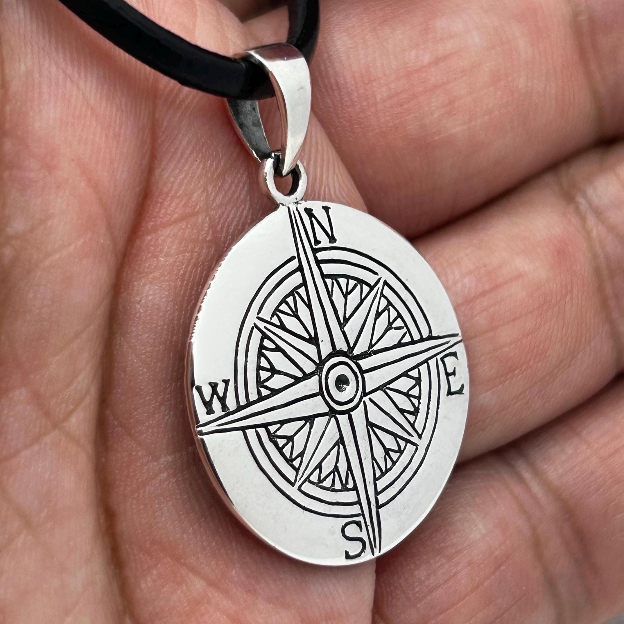 スターリングシルバーのコンパスペンダントネックレス - Etsy 日本