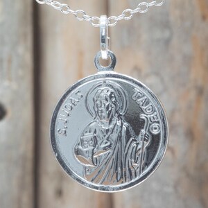 Sterling Silver St. Jude Thaddeus Pendant Necklace , San Judas Tadeo Catholic Medal – Patron Saint of Hope Charm with Chain or Alone CLT026