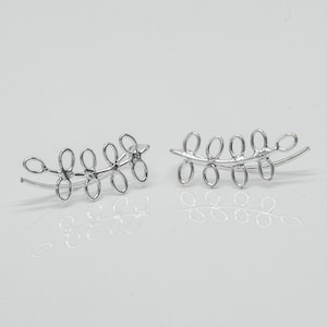 925 Sterling Silver Leaf Ear Climbers Nature-Inspired Jewelry