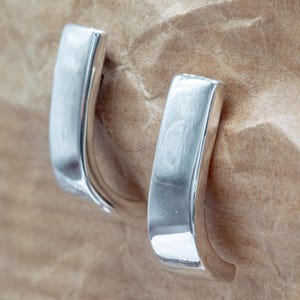 Chunky Silver Stud Earrings, 5x15mm Modern Minimalist Studs, Thick Silver Earrings, Sculptural Everyday Jewelry, Gift for Her EVM006