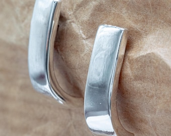 Chunky Silver Modern Minimalist Stud Earrings