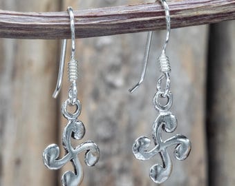 Orecchini Talisman In Argento 925 Placcato Oro 18kt - Eguzkilore Fiore Basco, 12 Mm, Bicolore, Fatto A Mano