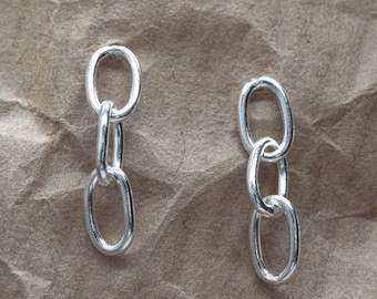 Silver Chain Lightweight Link Dangle Earrings
