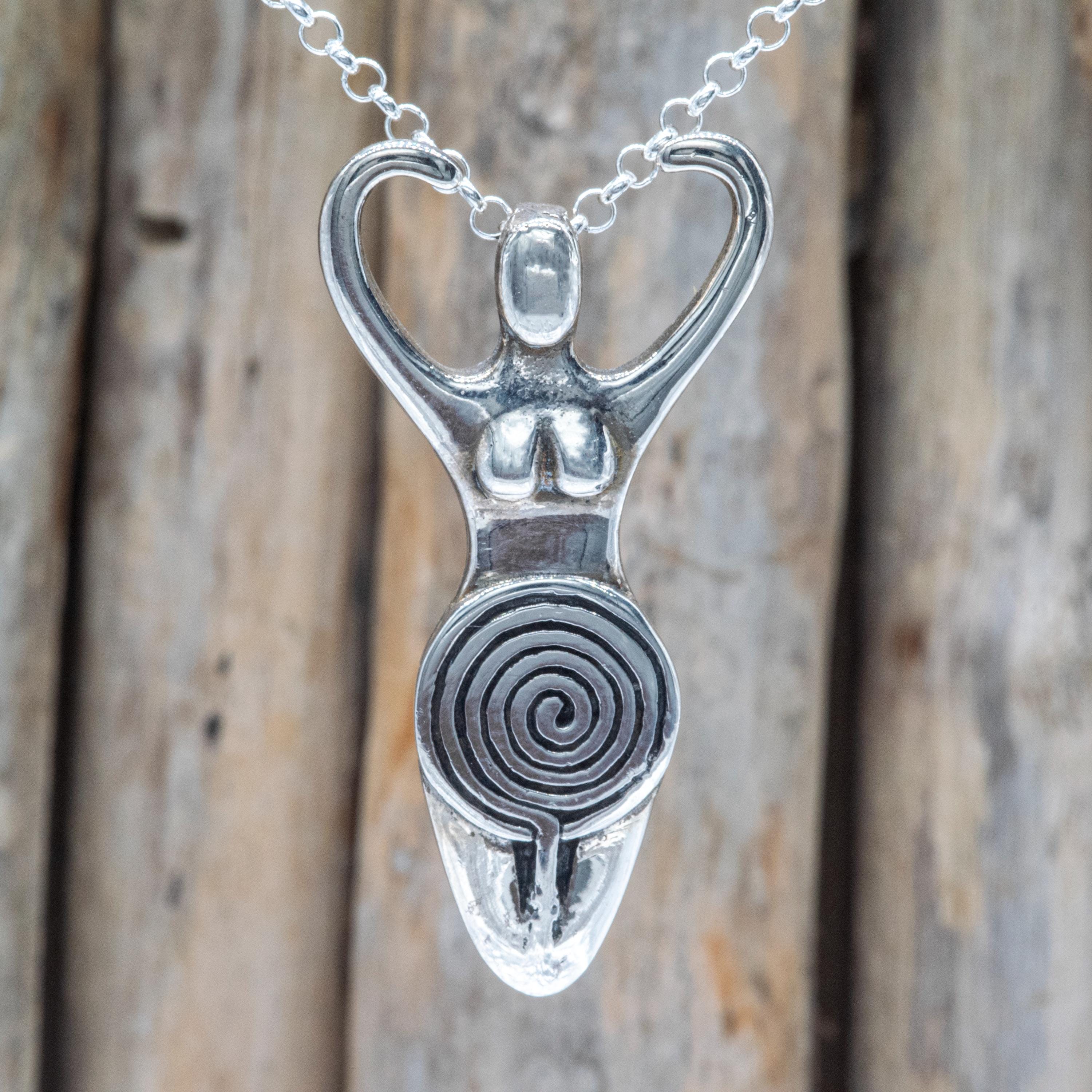 Ciondolo Dea Spirale In Argento 925 – Artigianale, Wiccan E Pagano, Regalo