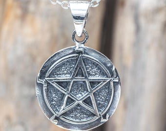 Sterling Silver Pentacle Pendant | Wiccan Pagan Amulet
