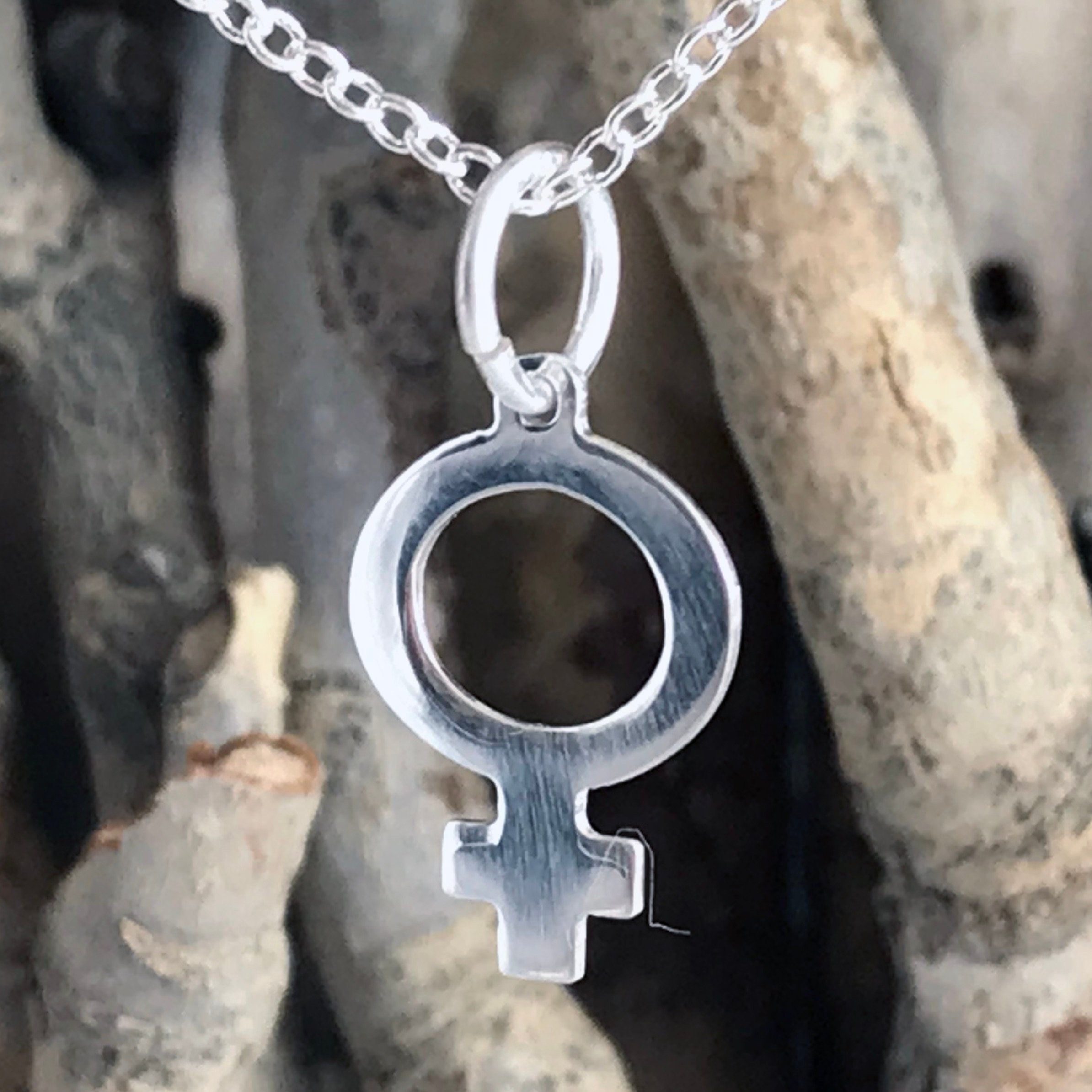 Female Necklace Silver Female Pendant Necklace Female Symbol | Etsy