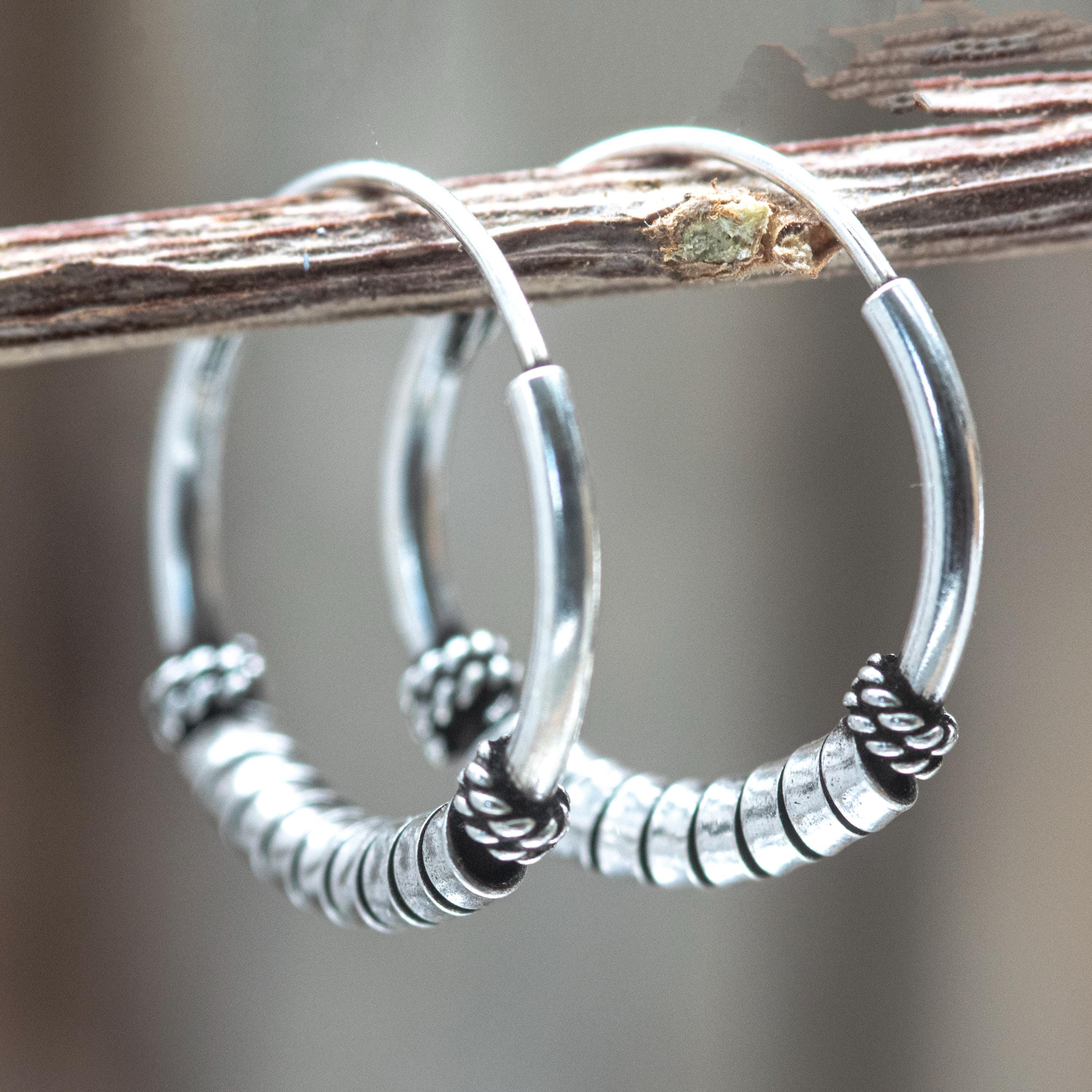 Créoles Bali 14 mm en argent sterling 925 - France