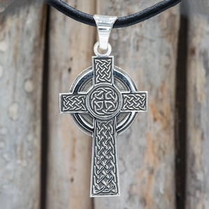 Celtic Cross Pendant | Sterling Silver Knotwork Faith Amulet | Irish Heritage Spiritual Talisman | Eternal Life Symbol Jewelry |  BFV104