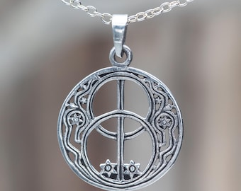 Silver Chalice Well Vesica Piscis Pendant Necklace