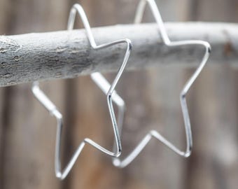 Sterling Silver Star Hoop Earrings: Playful Modern Design