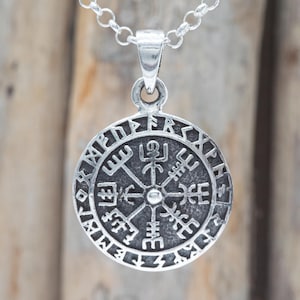 Vegvisir Pendant | Sterling Silver Icelandic Compass Amulet | Norse Guidance and Protection Charm | Viking Traveler’s Talisman |  VTS200