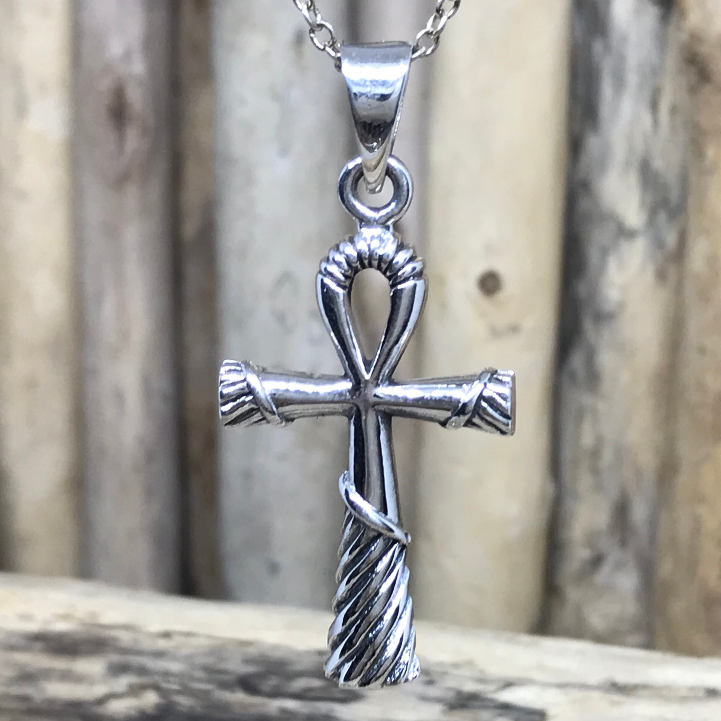 Sterling Silver Ankh Pendant Necklace Ankh Necklace Ankh Etsy