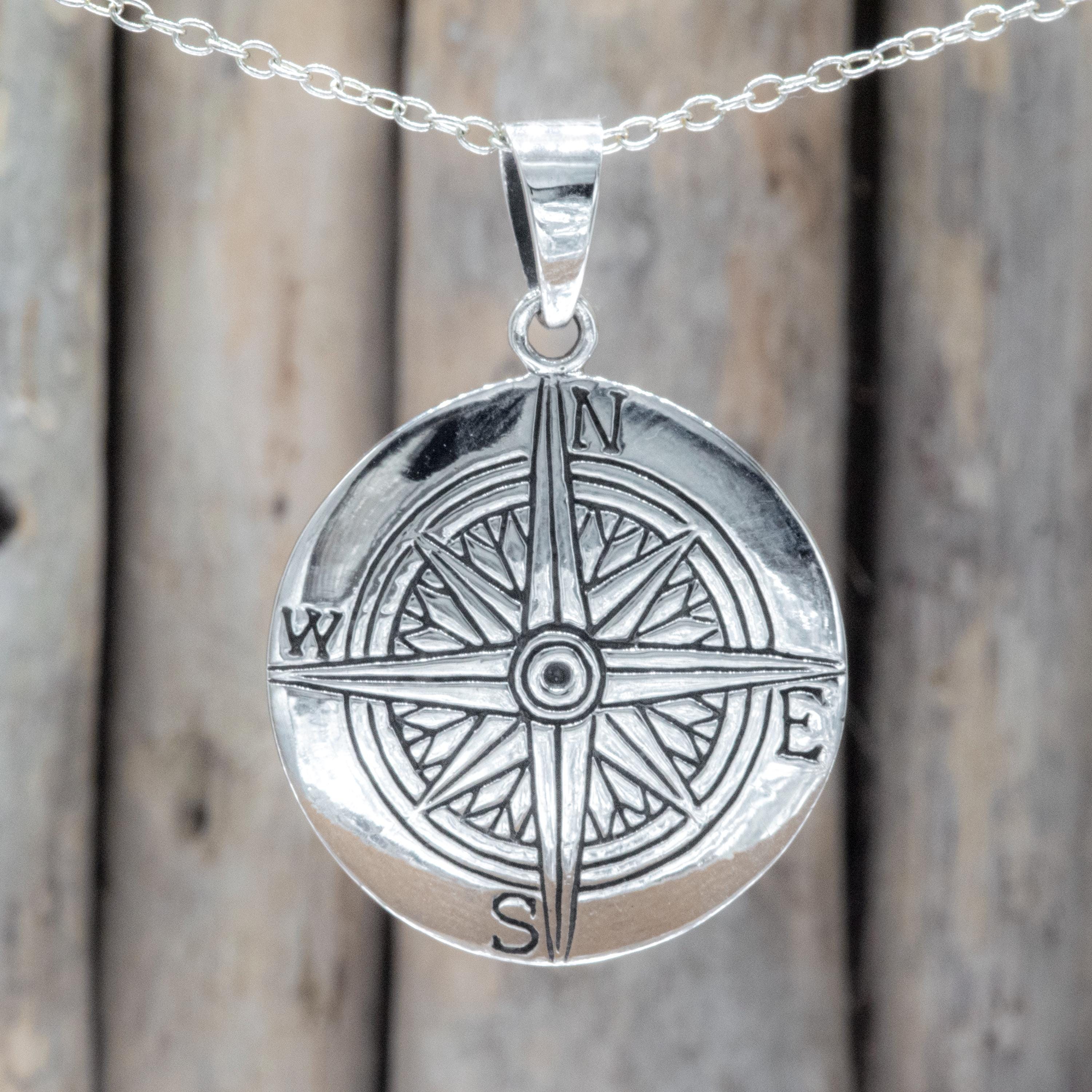 スターリングシルバーのコンパスペンダントネックレス - Etsy 日本