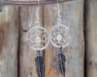 シルバードリームキャッチャーイヤリング - Etsy 日本